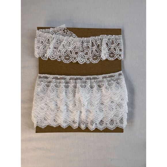 White Ruffled Lace Trim, Decorative, Lot Of Ten, Sewing, Crafting - Picture 3 of 5